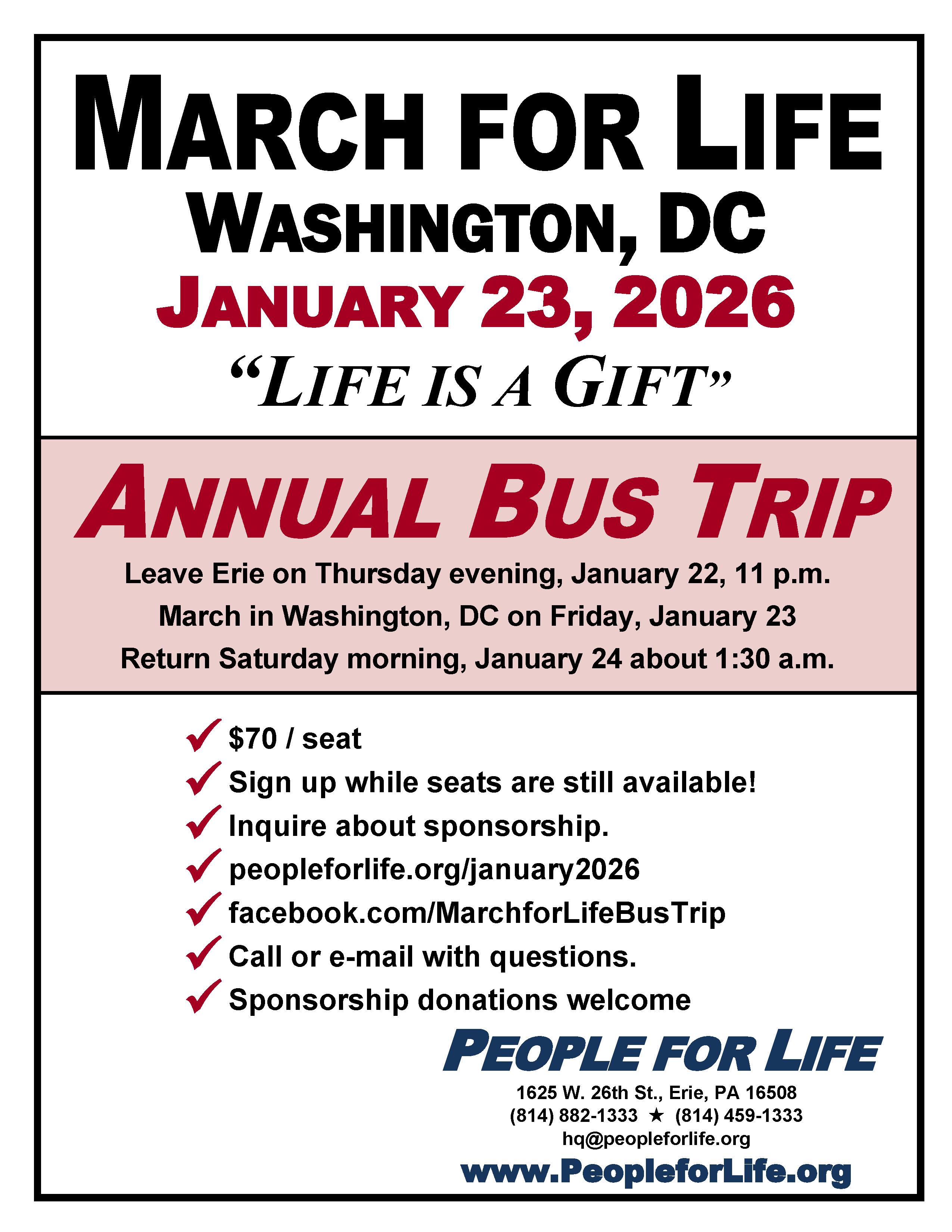 March for Life Bus Trip Poster